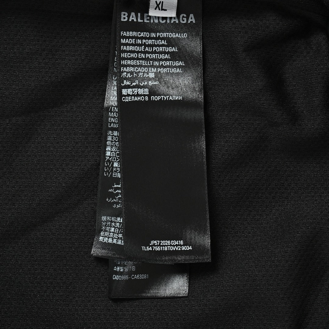 Balenciaga Black 3B Logo Tape Contrast-Hood Zip-Up Jacket