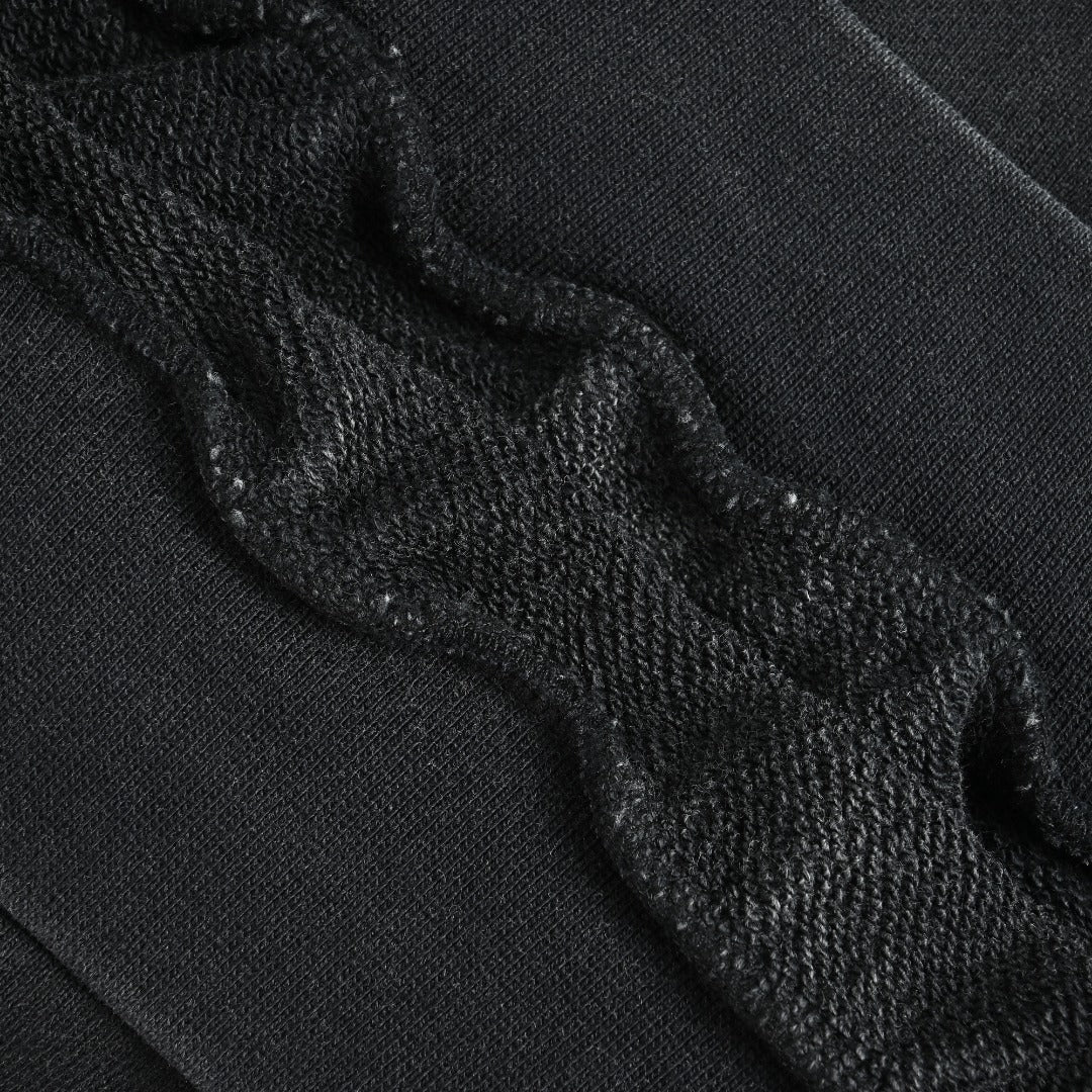 Balenciaga Washed Black Blue Embroidered Logo Pullover Hoodie