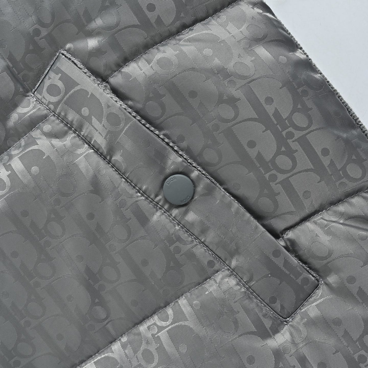 Dior Gray Monogram Quilted-Front Knit-Panel Stand-Collar Jacket