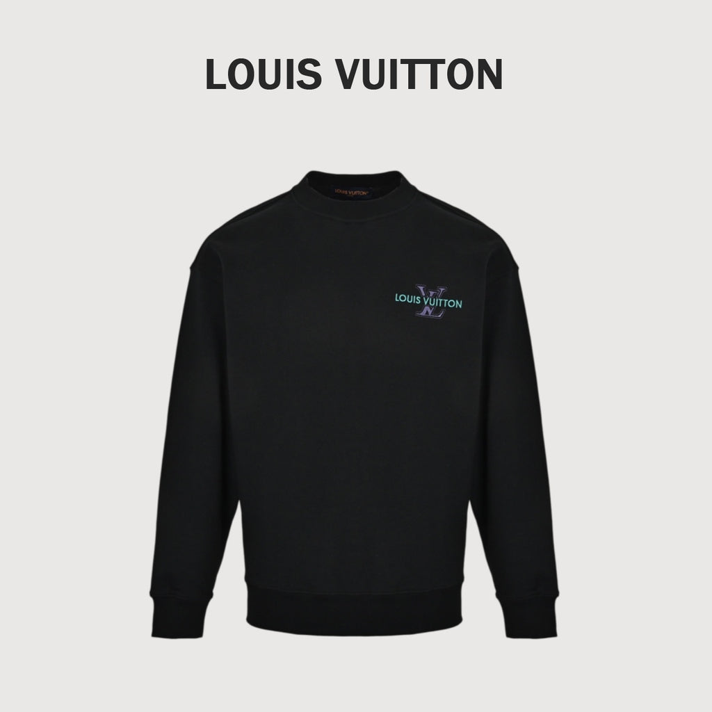 Louis Vuitton Black Monogram Embroidered Crewneck Sweatshirt