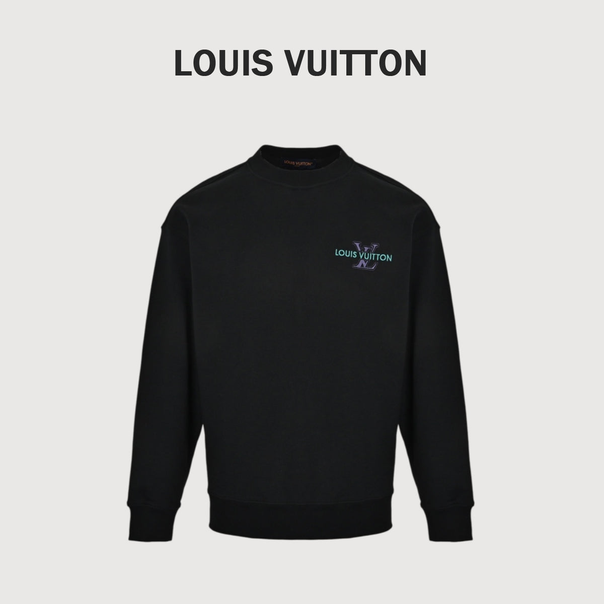 Louis Vuitton Black Monogram Embroidered Crewneck Sweatshirt