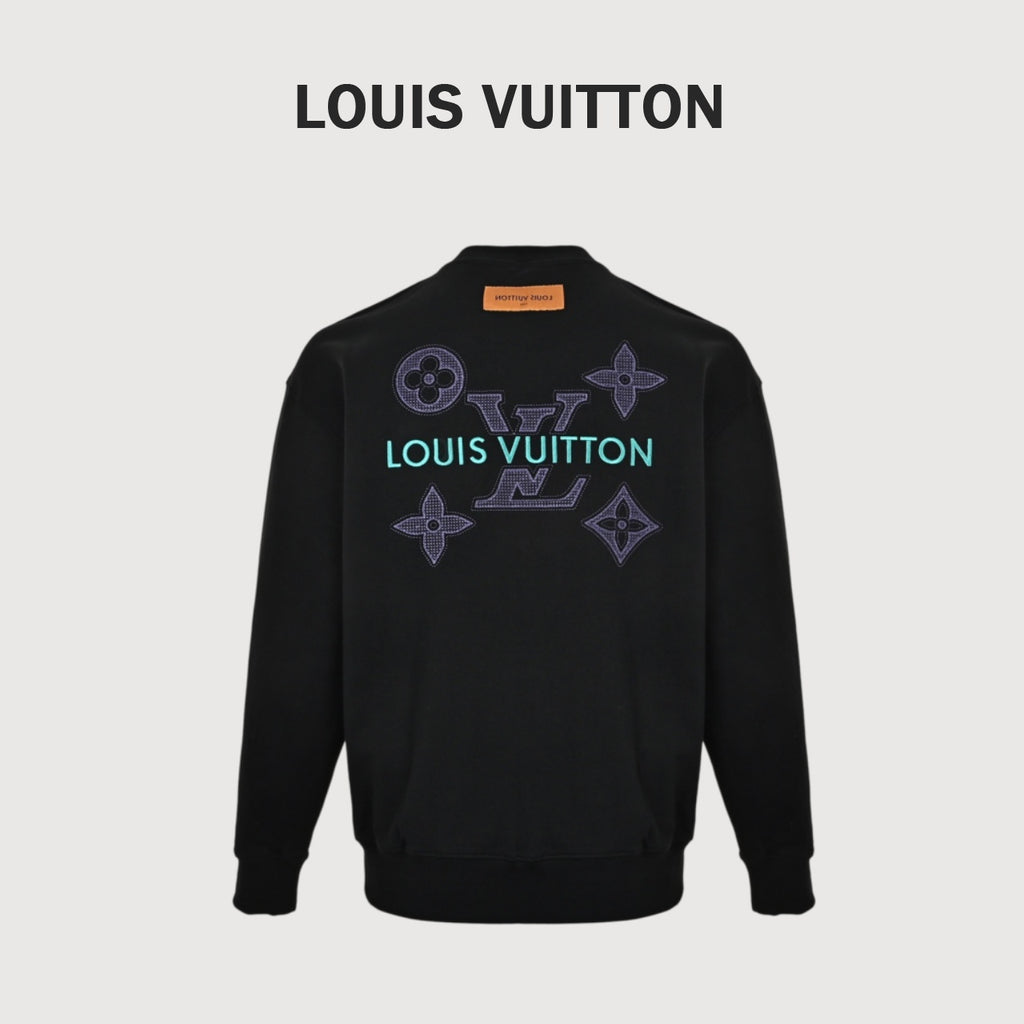 Louis Vuitton Black Monogram Embroidered Crewneck Sweatshirt