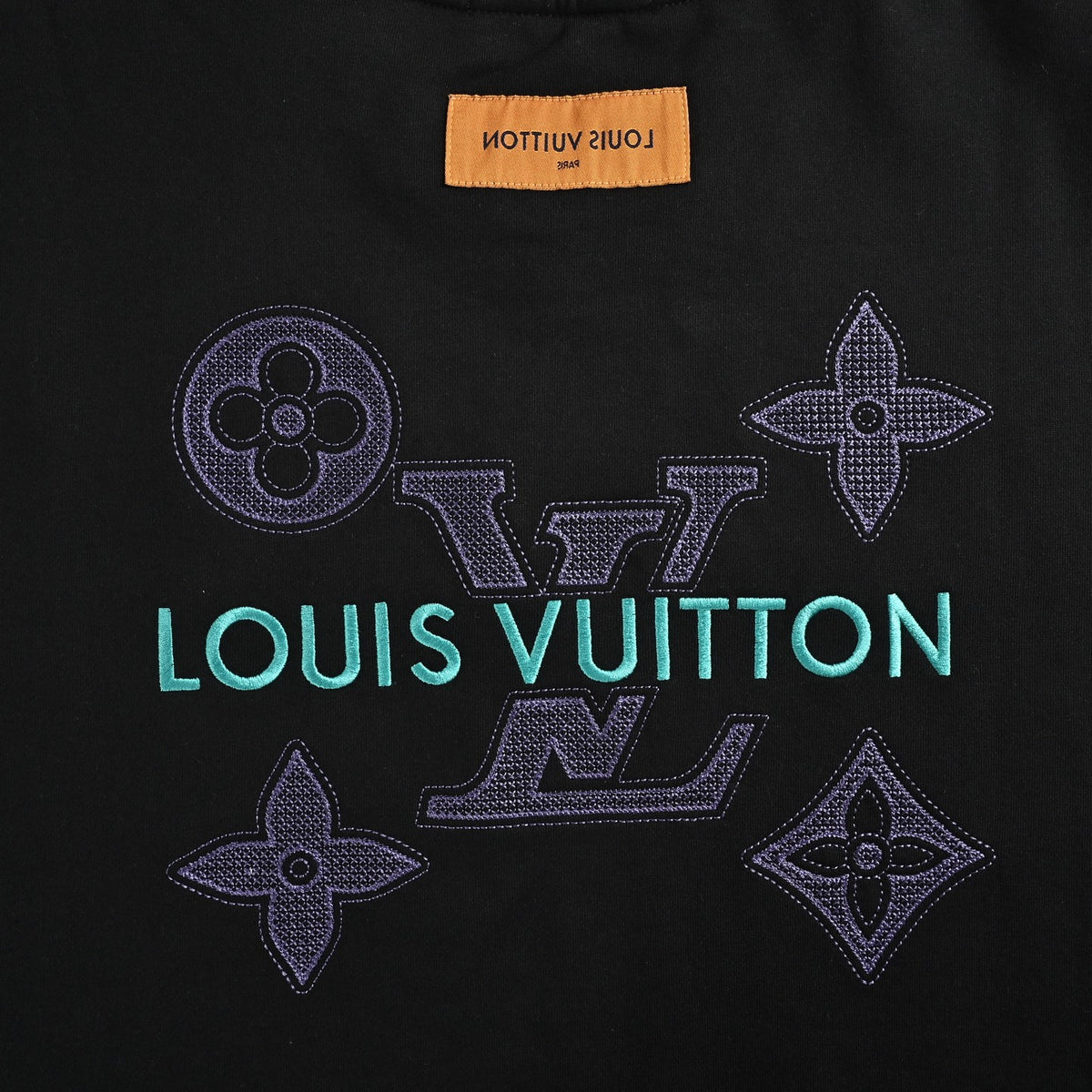Louis Vuitton Black Monogram Embroidered Crewneck Sweatshirt