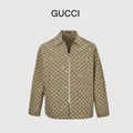 Gucci Beige GG Jacquard Canvas Embroidered Zip-Up Jacket