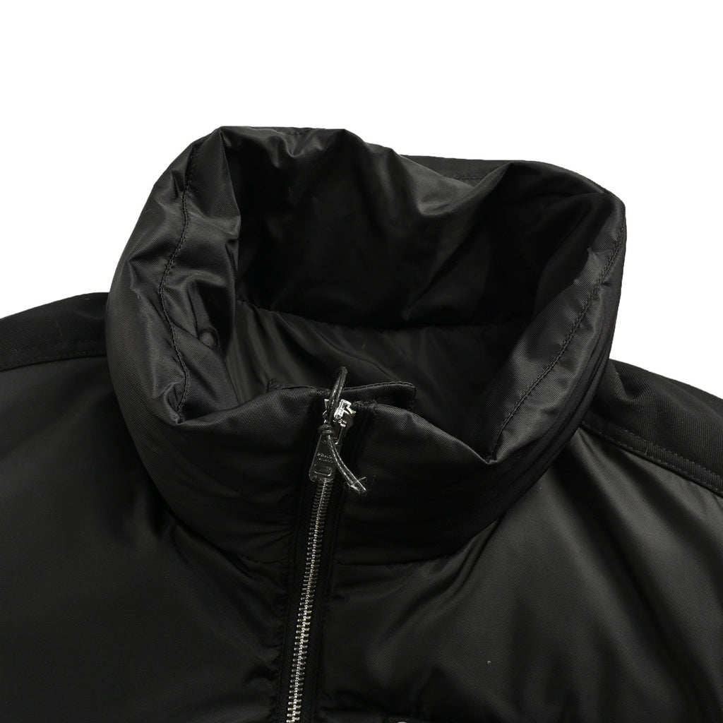Prada Black Nylon Triangle Logo Flap-Pocket Stand-Collar Down Jacket
