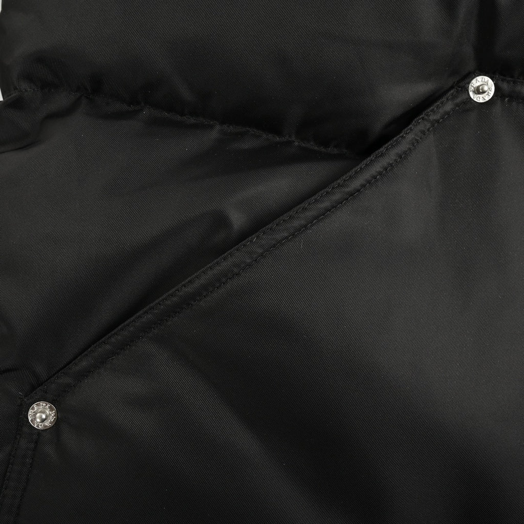 Prada Black Nylon Triangle Logo Flap-Pocket Stand-Collar Down Jacket
