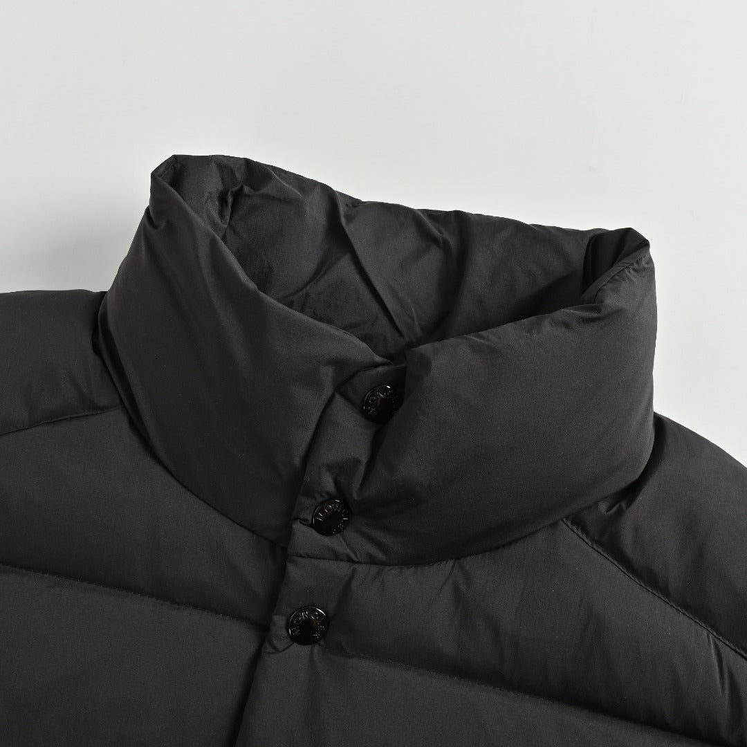 Moncler Black Matte Small Logo Quilted Stand-Collar Vest