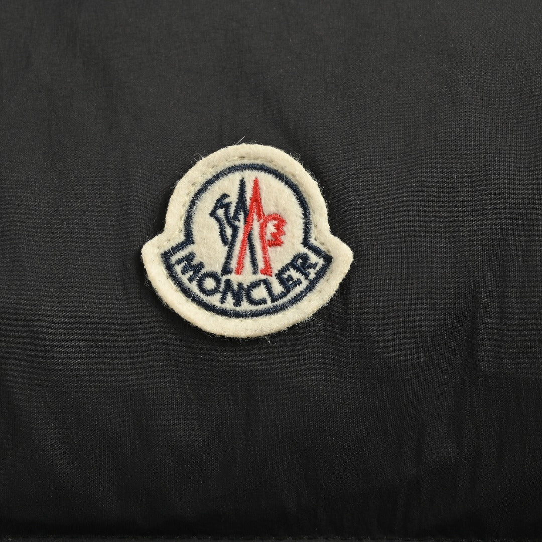 Moncler Black Matte Small Logo Quilted Stand-Collar Vest