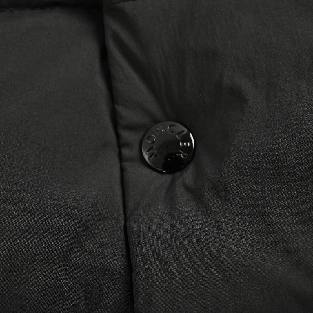 Moncler Black Matte Small Logo Quilted Stand-Collar Vest