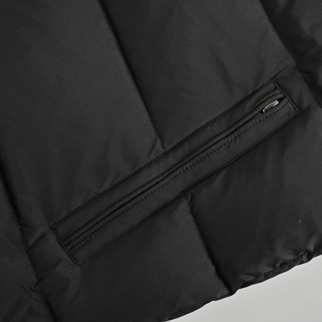 Moncler Black Matte Small Logo Quilted Stand-Collar Vest