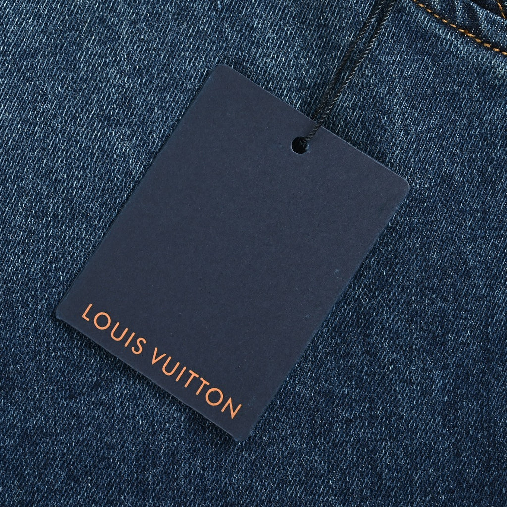 Louis Vuitton Blue Denim Baseball-Collar Coach Jacket