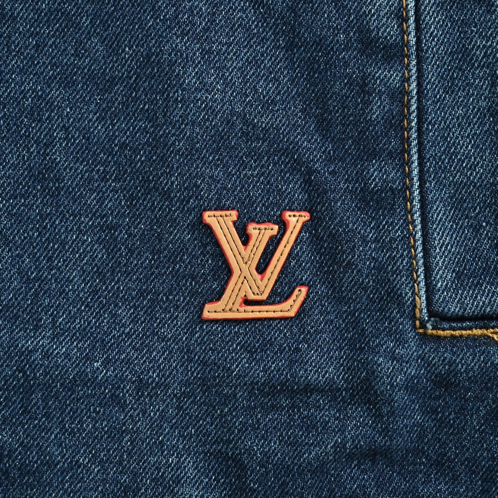 Louis Vuitton Blue Denim Baseball-Collar Coach Jacket