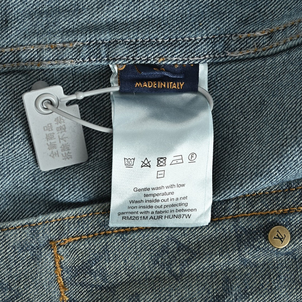 Louis Vuitton Blue Denim Baseball-Collar Coach Jacket