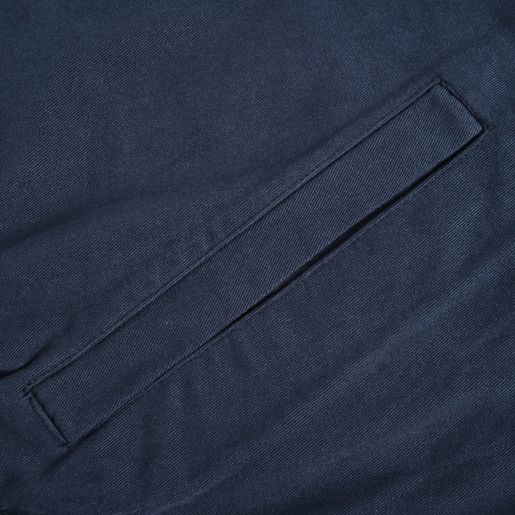 Prada Navy Small Embroidered Detail Leather-Collar Zip-Up Jacket