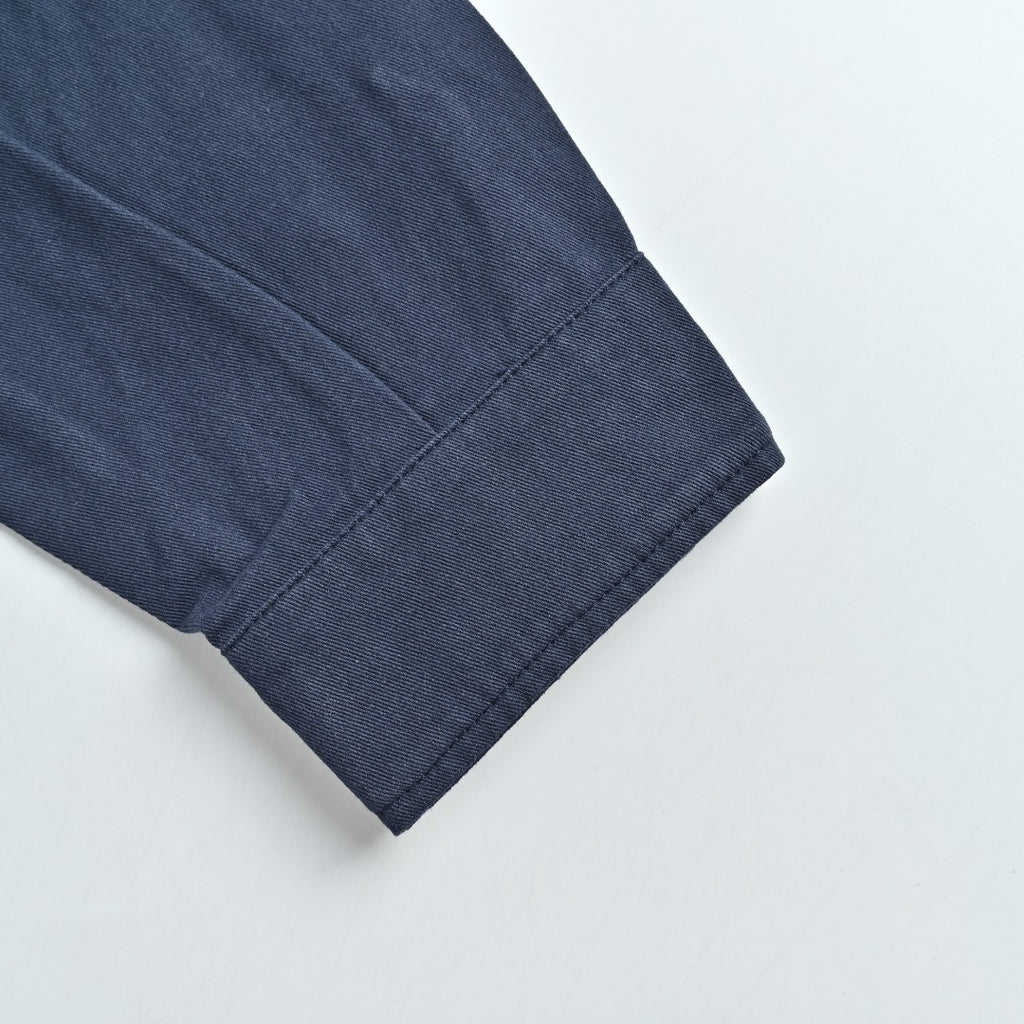 Prada Navy Small Embroidered Detail Leather-Collar Zip-Up Jacket