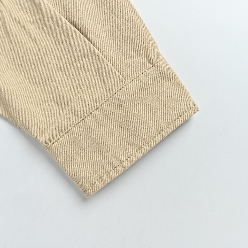 Prada Beige Small Embroidered Detail Leather-Collar Zip-Up Jacket