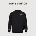 Louis Vuitton Black Cuff Logo Lettering Jacquard Crewneck Sweater