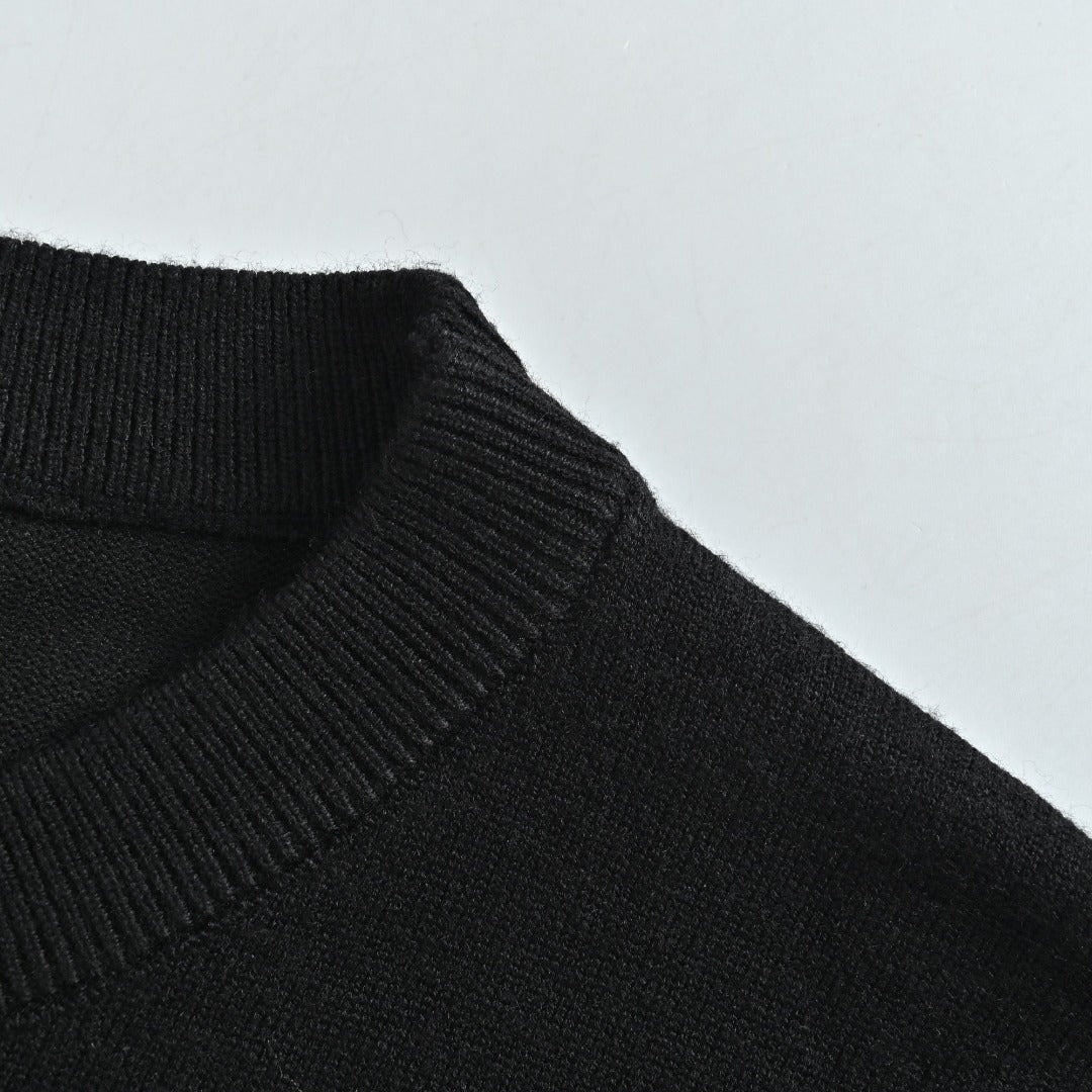 Louis Vuitton Black Cuff Logo Lettering Jacquard Crewneck Sweater