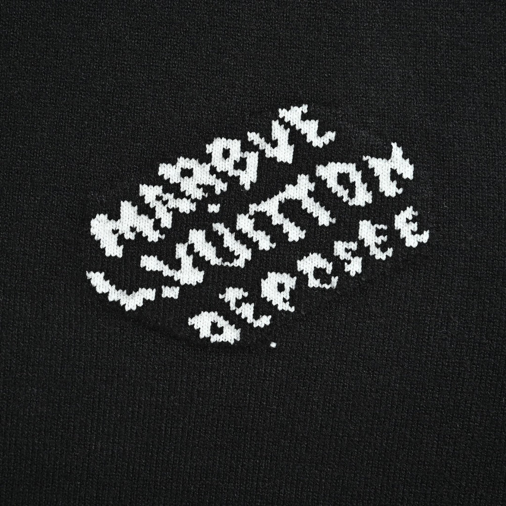 Louis Vuitton Black Cuff Logo Lettering Jacquard Crewneck Sweater