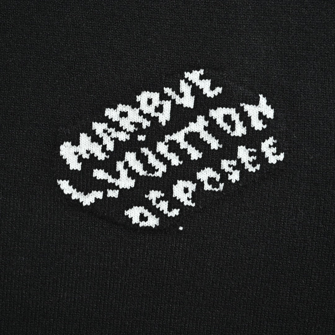 Louis Vuitton Black Cuff Logo Lettering Jacquard Crewneck Sweater