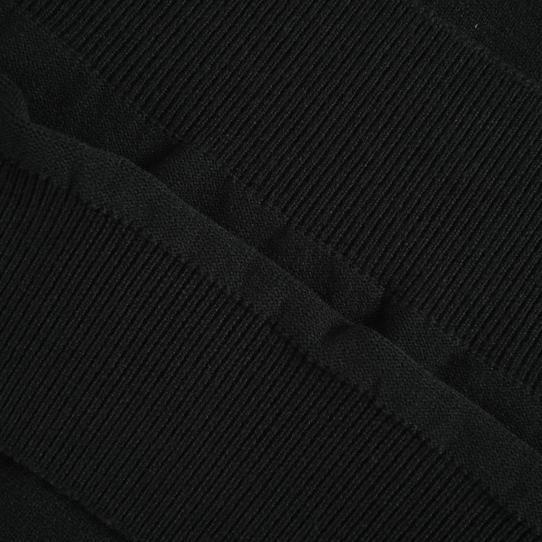 Louis Vuitton Black Cuff Logo Lettering Jacquard Crewneck Sweater