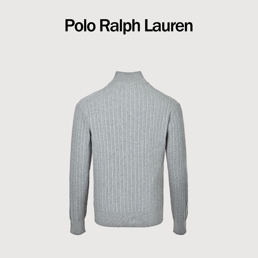 Ralph Lauren Pony Logo Fine Cable-Knit Half-Zip Sweater