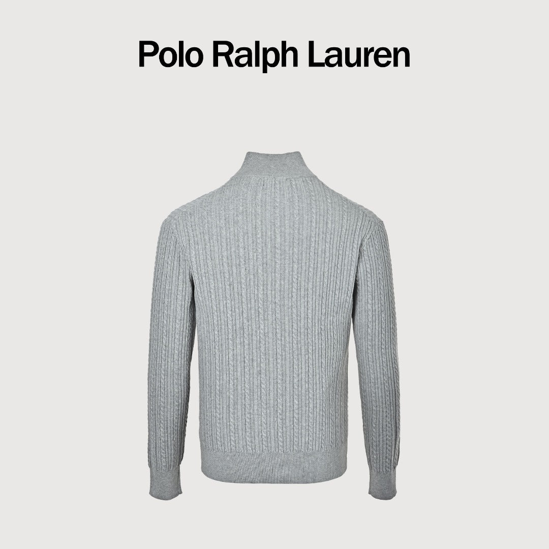 Ralph Lauren Pony Logo Fine Cable-Knit Half-Zip Sweater