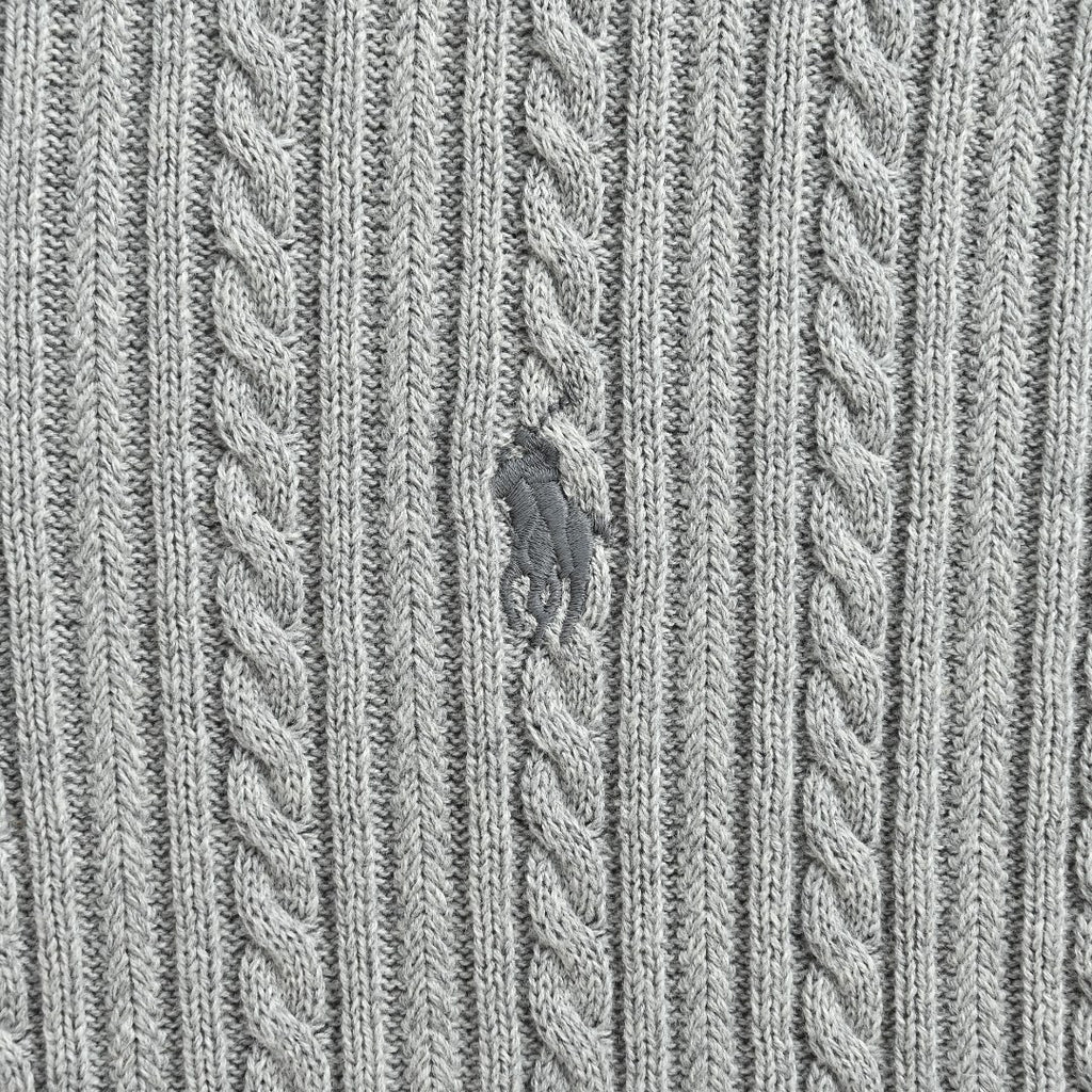 Ralph Lauren Pony Logo Fine Cable-Knit Half-Zip Sweater