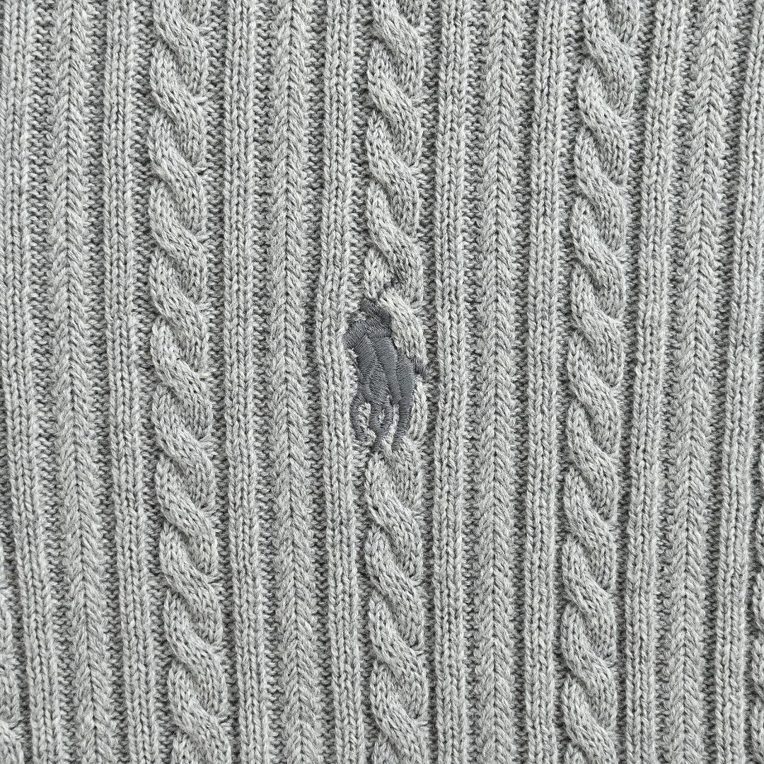 Ralph Lauren Pony Logo Fine Cable-Knit Half-Zip Sweater