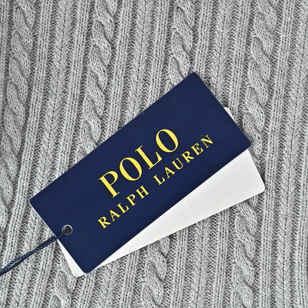 Ralph Lauren Pony Logo Fine Cable-Knit Half-Zip Sweater