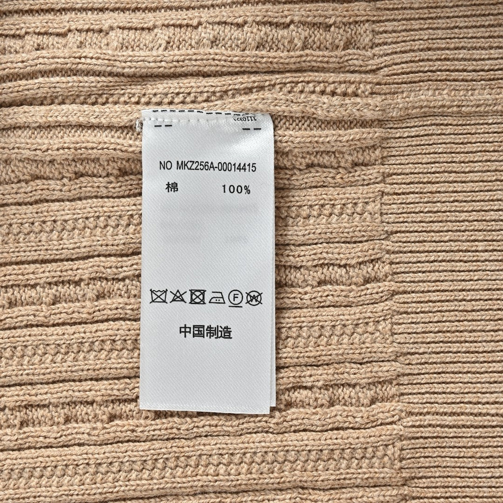 Ralph Lauren Beige Pony Logo Fine Cable-Knit Half-Zip Sweater