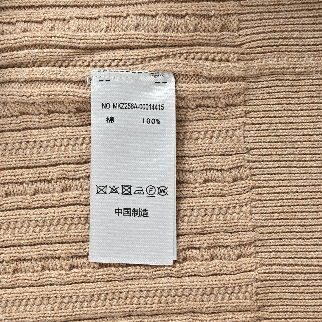 Ralph Lauren Beige Pony Logo Fine Cable-Knit Half-Zip Sweater
