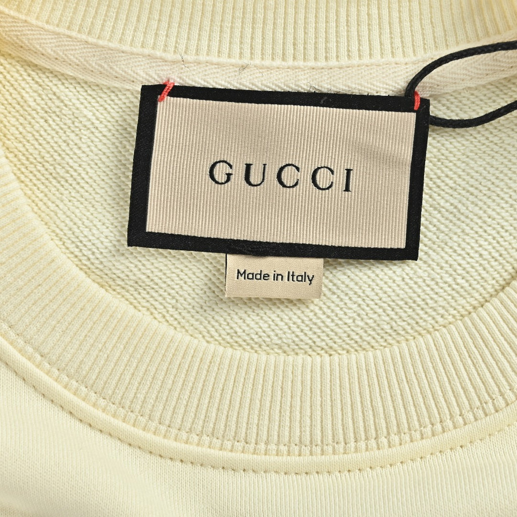 Gucci Cream Cartoon Dog Graphic Crewneck Sweatshirt