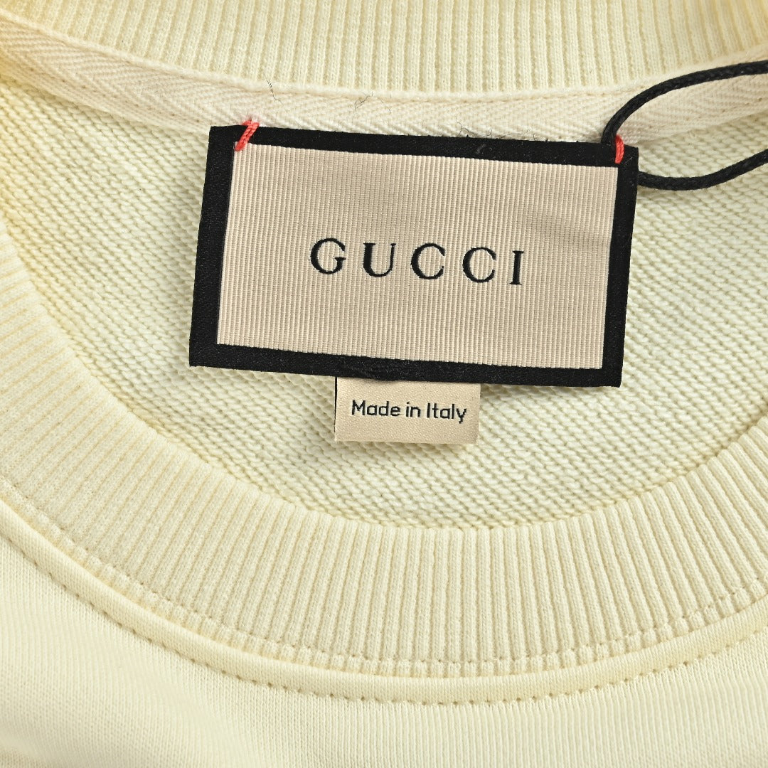 Gucci Cream Cartoon Dog Graphic Crewneck Sweatshirt