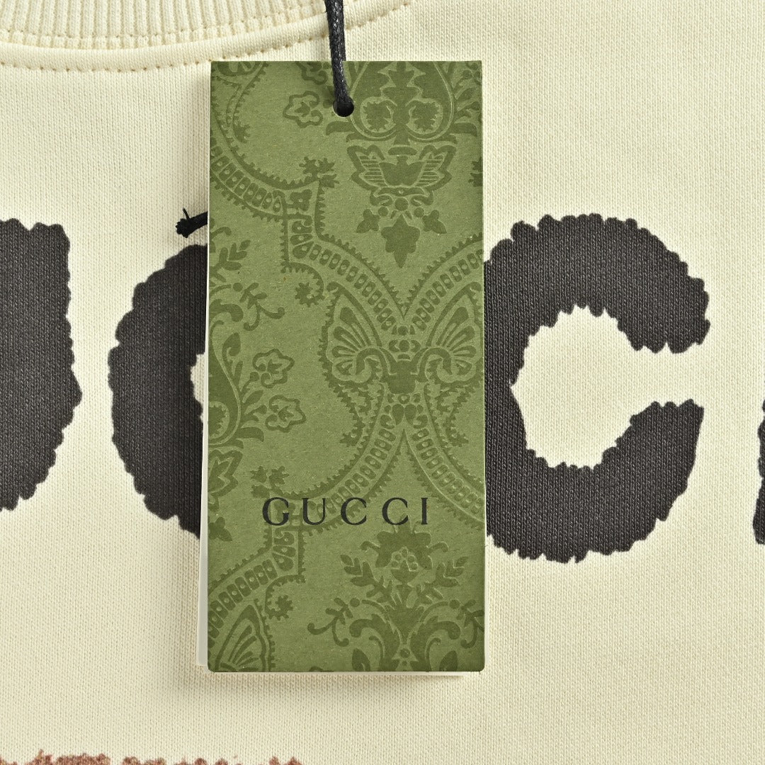 Gucci Cream Cartoon Dog Graphic Crewneck Sweatshirt