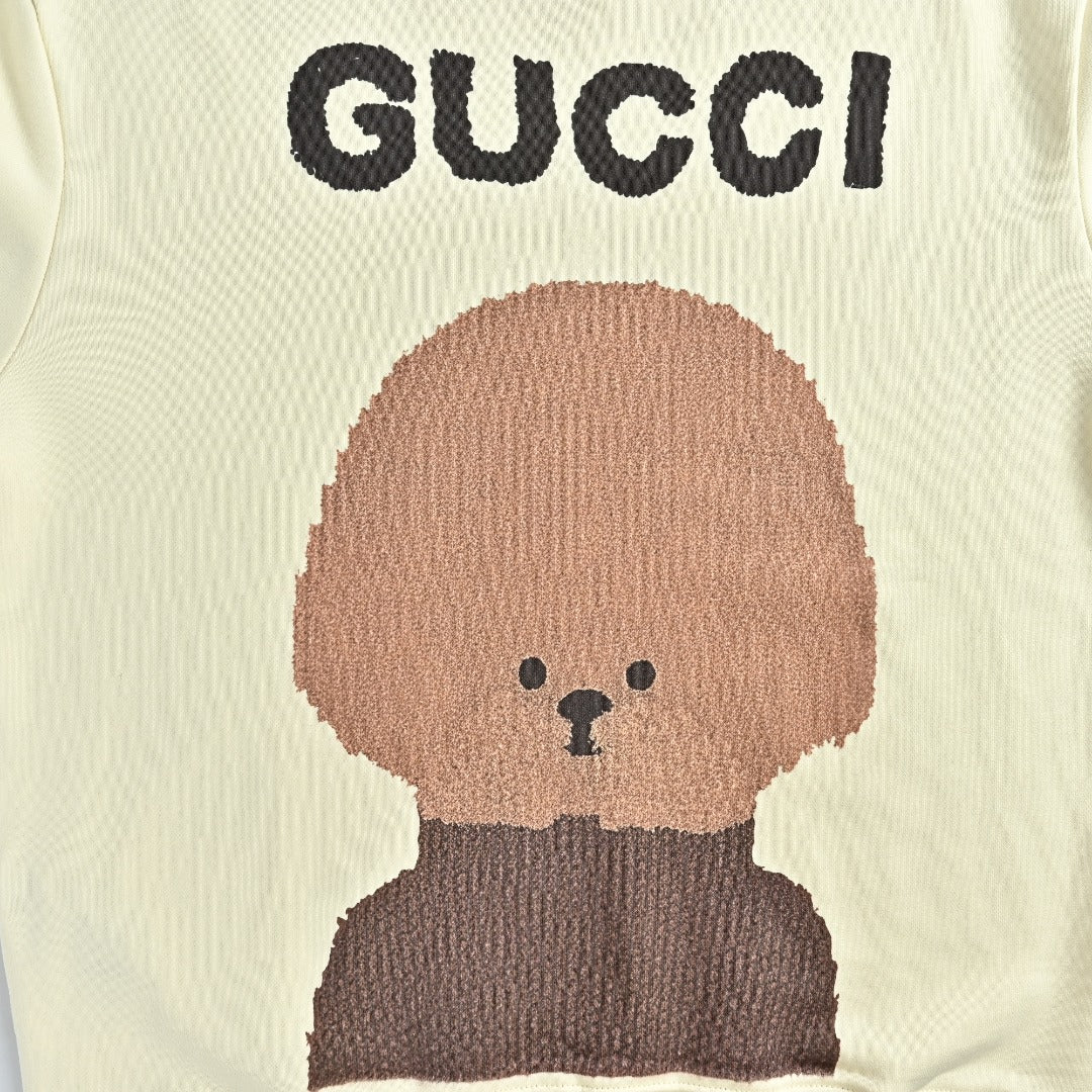 Gucci Cream Cartoon Dog Graphic Crewneck Sweatshirt