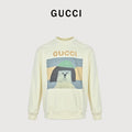 Gucci Cream Color-Block Cartoon Dog Crewneck Sweatshirt