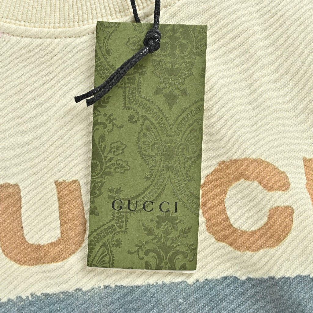Gucci Cream Color-Block Cartoon Dog Crewneck Sweatshirt