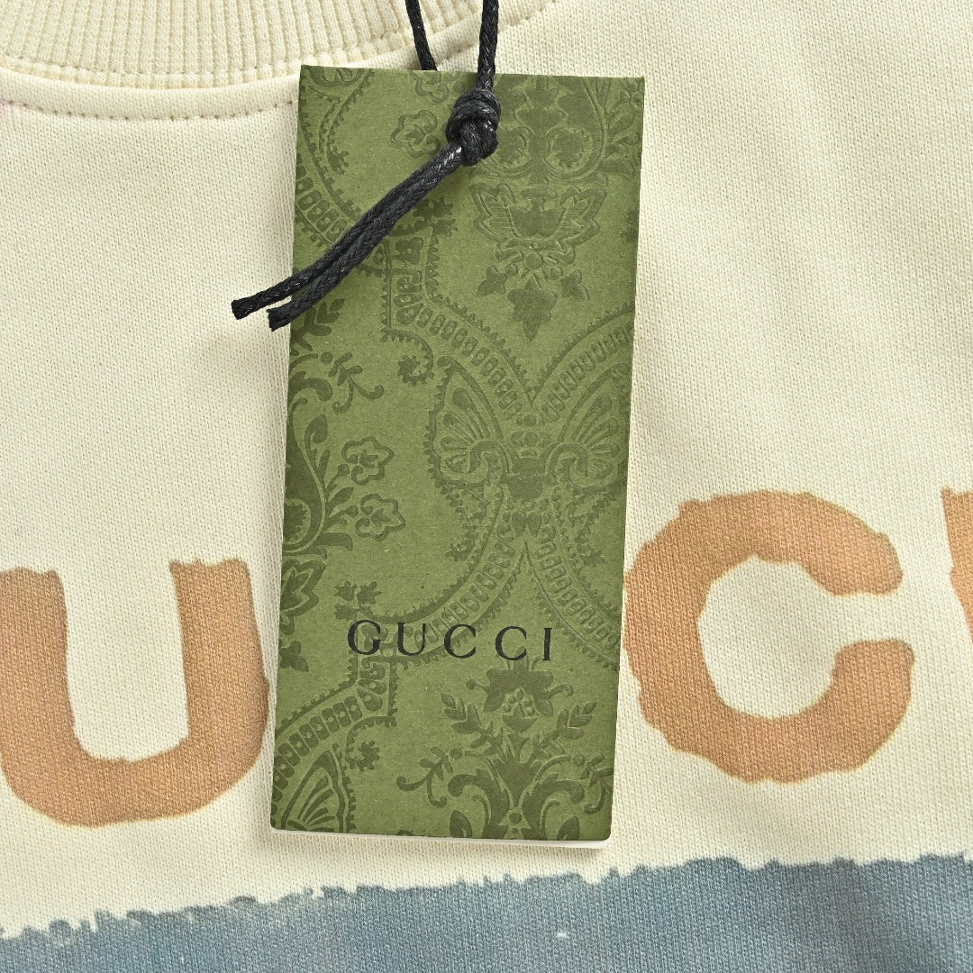 Gucci Cream Color-Block Cartoon Dog Crewneck Sweatshirt