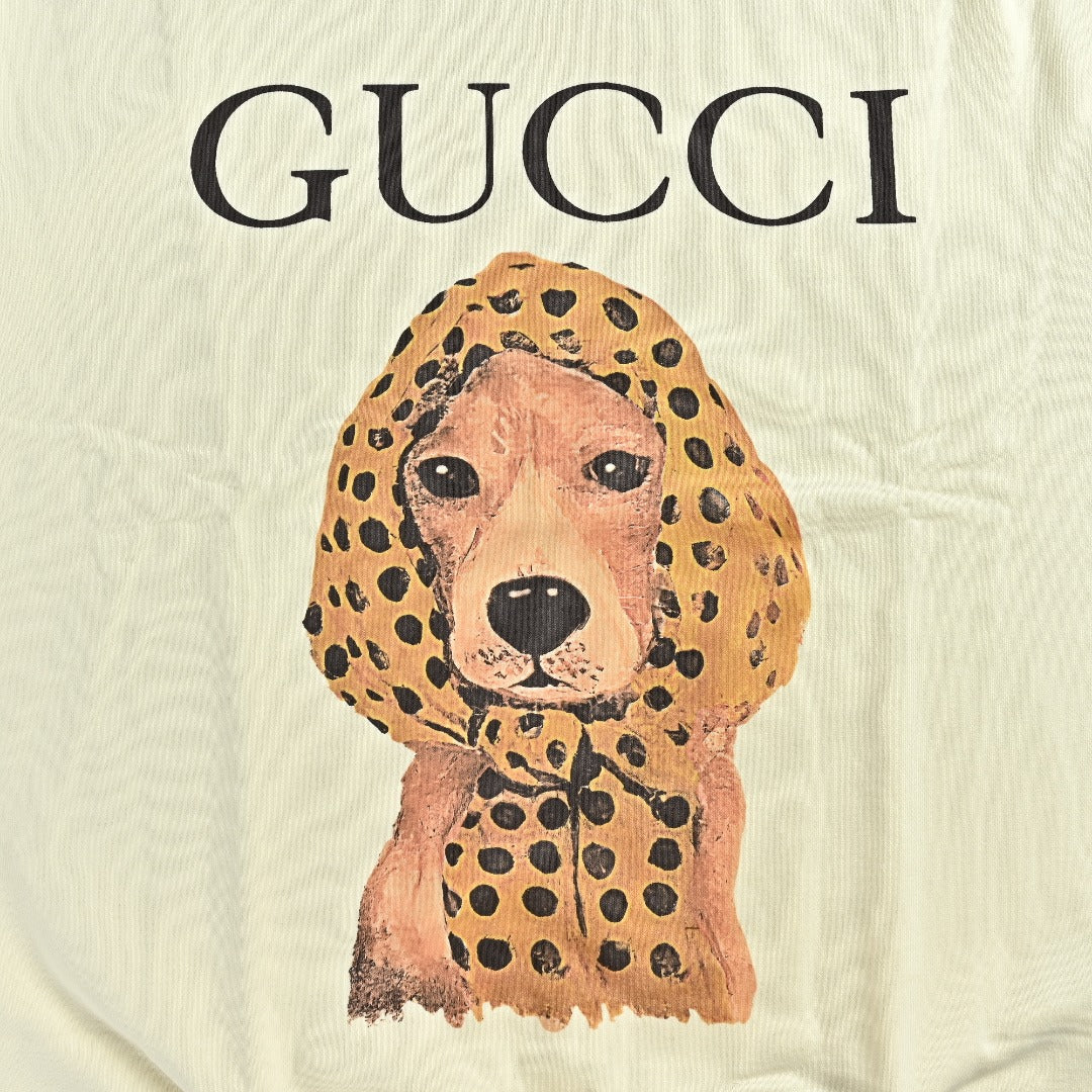 Gucci Cream Winking Cartoon Dog Crewneck Sweatshirt