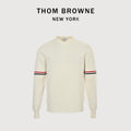 Thom Browne Cream Dual-Sleeve Stripe Crewneck Sweater