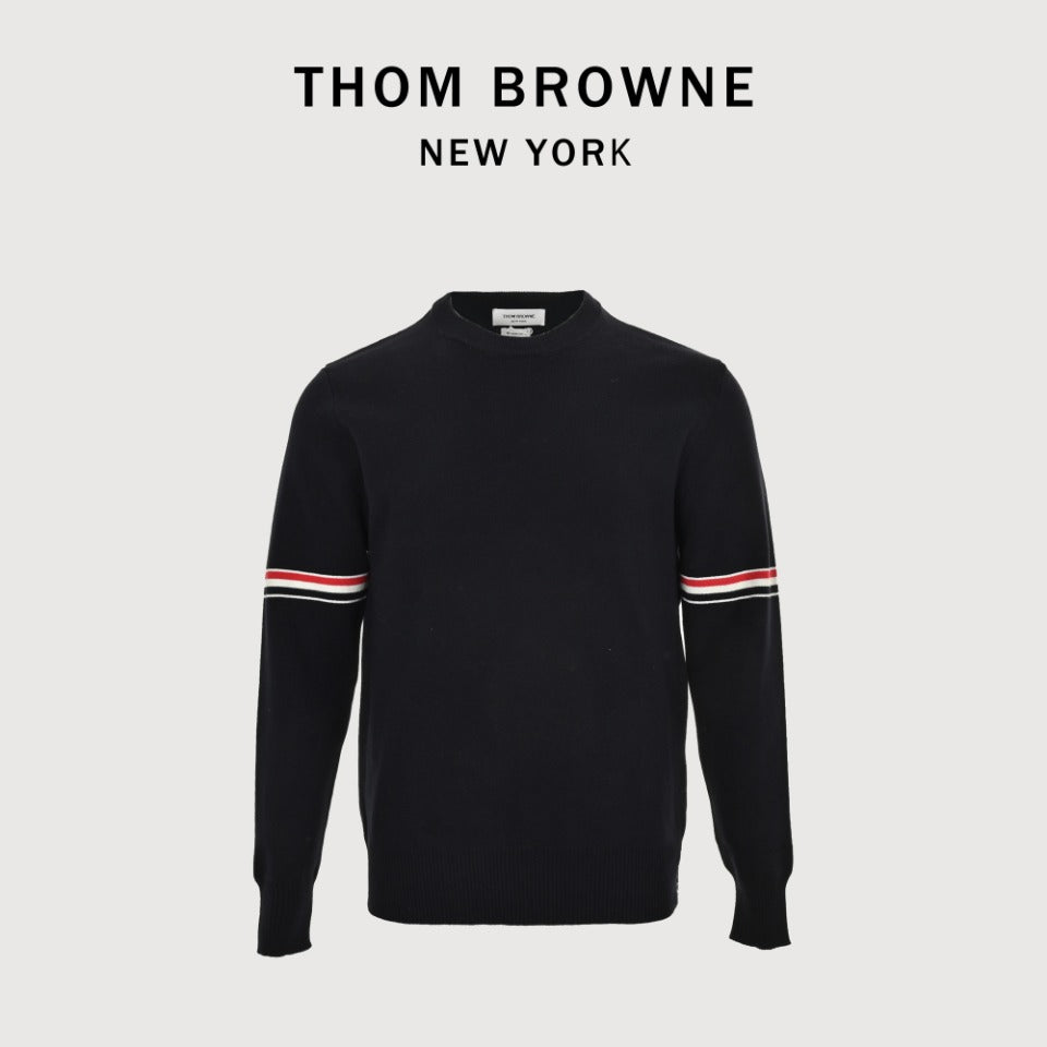 Thom Browne Black Dual-Sleeve Stripe Crewneck Sweater