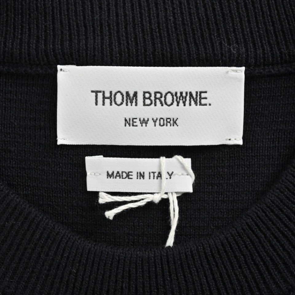 Thom Browne Black Dual-Sleeve Stripe Crewneck Sweater