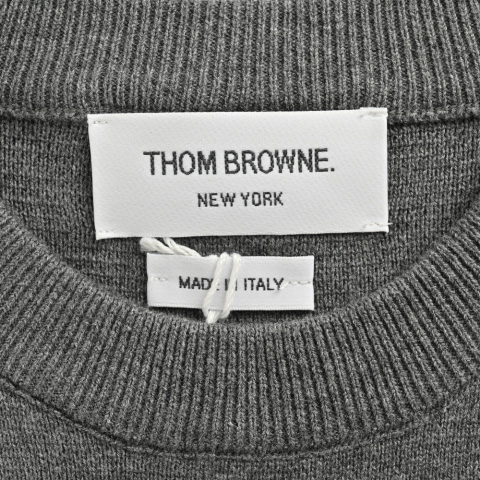 Thom Browne Dark Gray Dual-Sleeve Stripe Crewneck Sweater