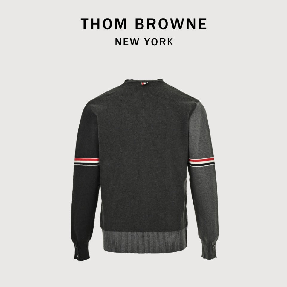 Thom Browne Black and Gray Dual-Sleeve Stripe V-Neck Cardigan