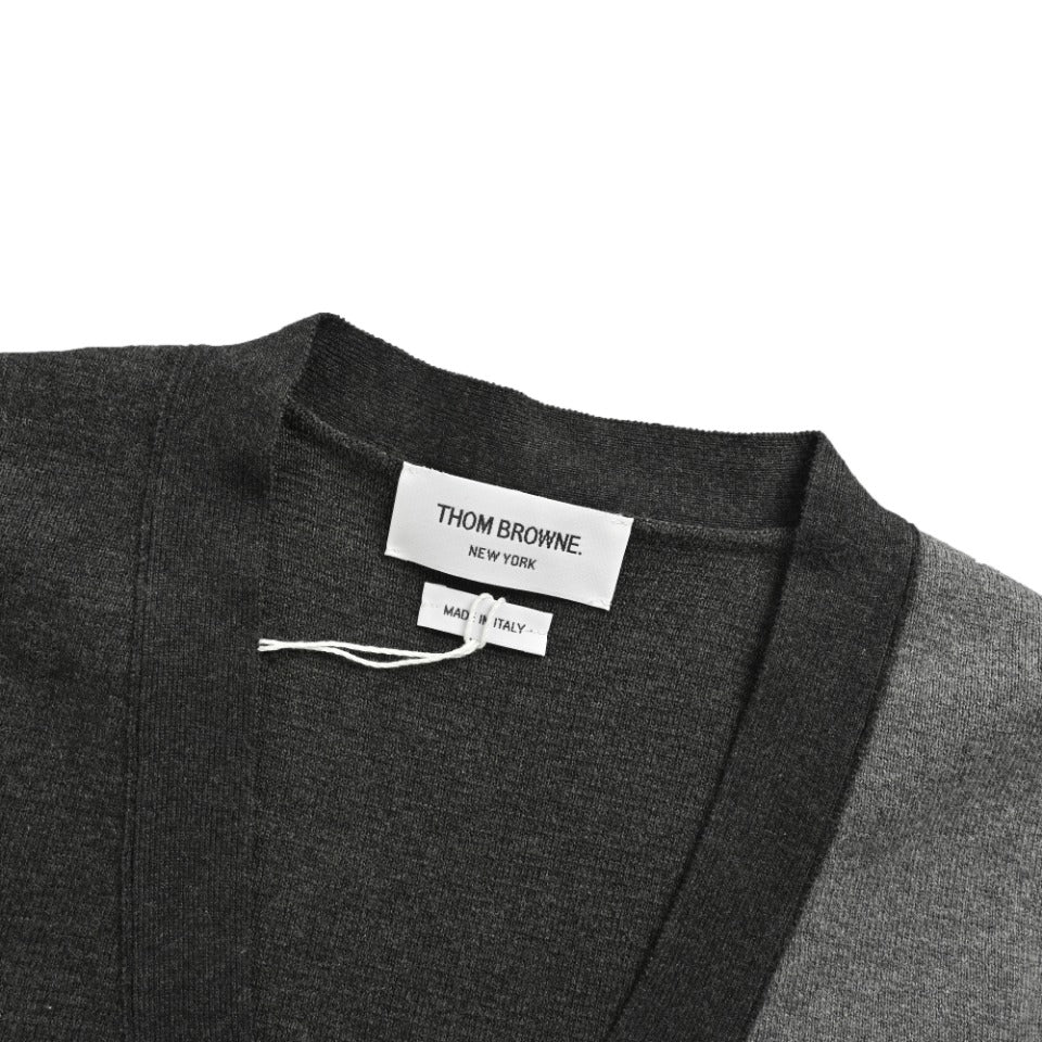 Thom Browne Black and Gray Dual-Sleeve Stripe V-Neck Cardigan