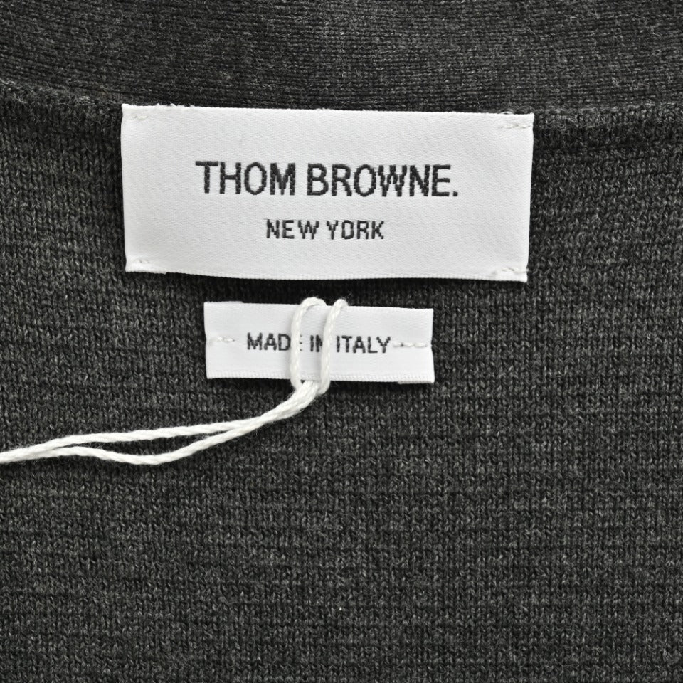 Thom Browne Black and Gray Dual-Sleeve Stripe V-Neck Cardigan