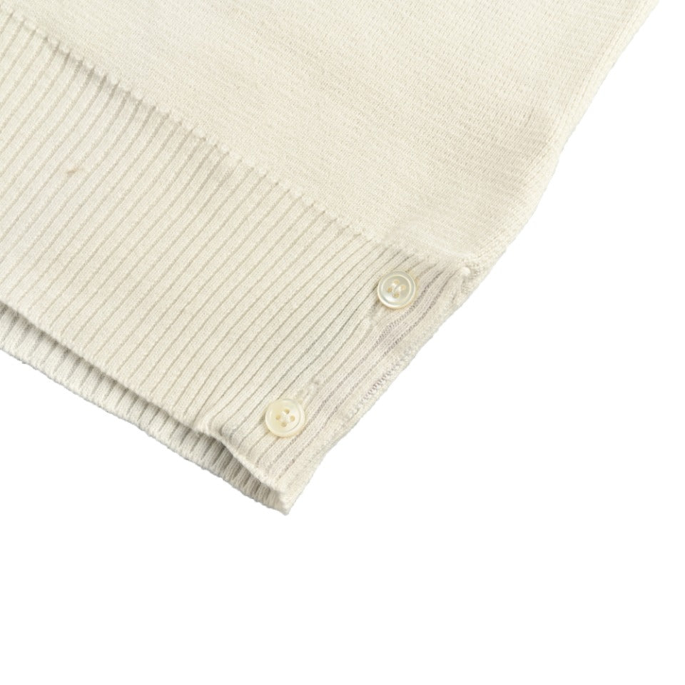 Thom Browne Cream Dual-Sleeve Stripe V-Neck Cardigan