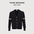 Thom Browne Black Dual-Sleeve Stripe V-Neck Cardigan