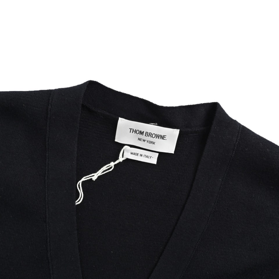 Thom Browne Black Dual-Sleeve Stripe V-Neck Cardigan